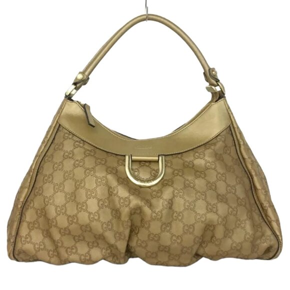 GUCCI Abbey GUCCISsima GG Logo  D-Ring Leather Shoulder Tote Bag Gold - Picture 1 of 10